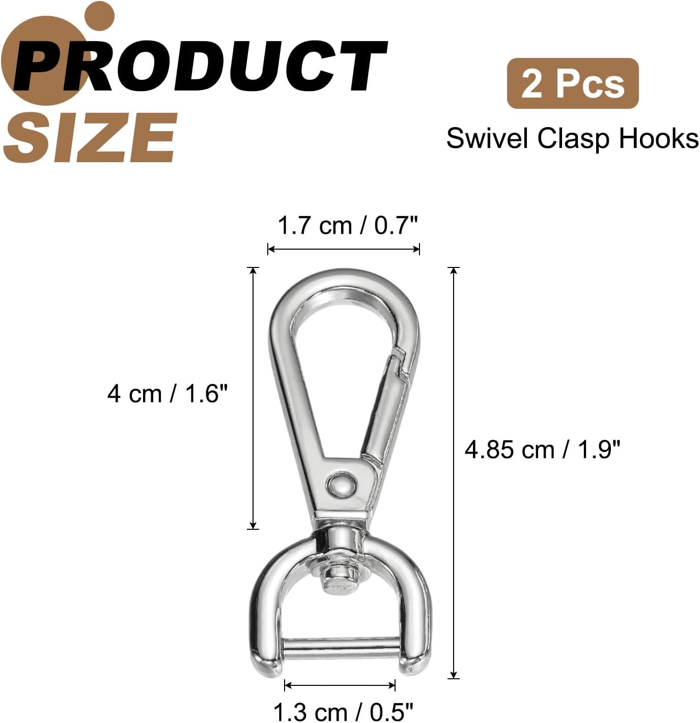 PATIKIL 2 Inch Swivel Clasp Hooks, 2 Pcs Detachable Snap Hook Swivel Lobster Claw Clasps with Screw Bar for Bag Strap Purse Lanyard DIY Craft Hardware, Silver - Image 2