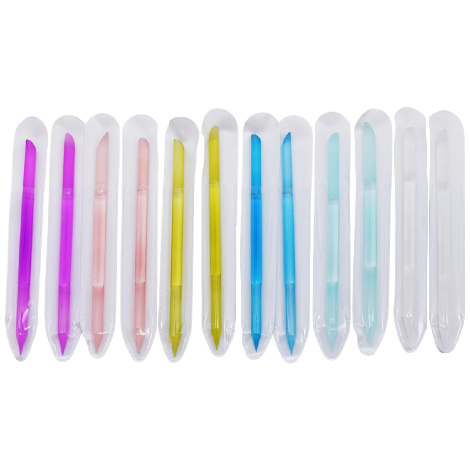 12Pcs Glass Cuticle Pusher Cuticle Remover Tool Double Sided Cuticle Trimmers Manicure Stick Professional Stick
