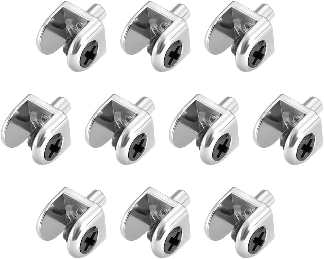 Sourcingmap Glass Shelf Brackets, 10pcs Zinc Alloy Glass Shelf Clamp