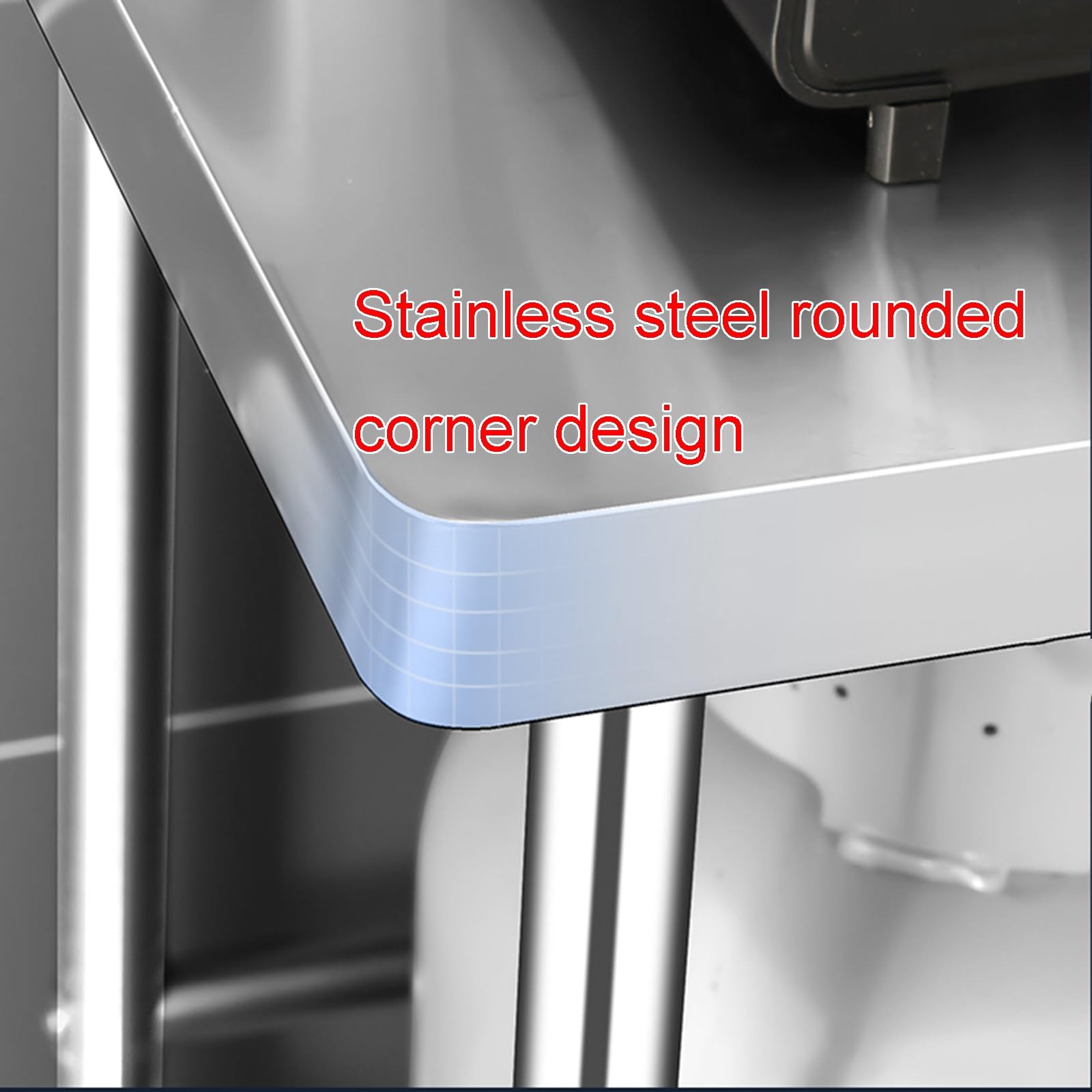 Banco de Trabajo Comercial de 3 Niveles para Restaurante con Encimera de Acero Inoxidable de Grosor Reforzado Diseño con Esquinas Redondeadas Estructura Triangular Y Patas Ajustables