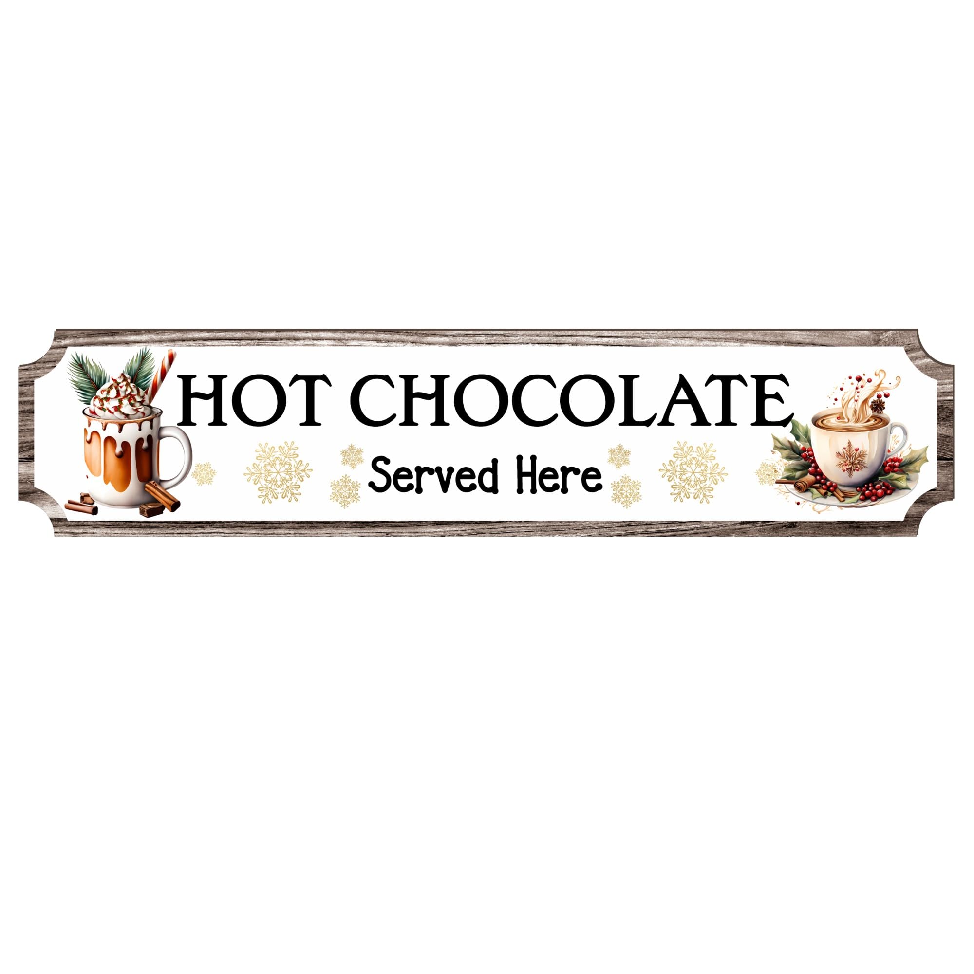 Hot Chocolate Served Here Sign - Rustic Plaque for Kitchen Decor, Indoor or Outdoor Use, Gift for Hot Cocoa Lovers (Mdf Wood Indoor Use Only, Extra Large 590mm x 130mm)