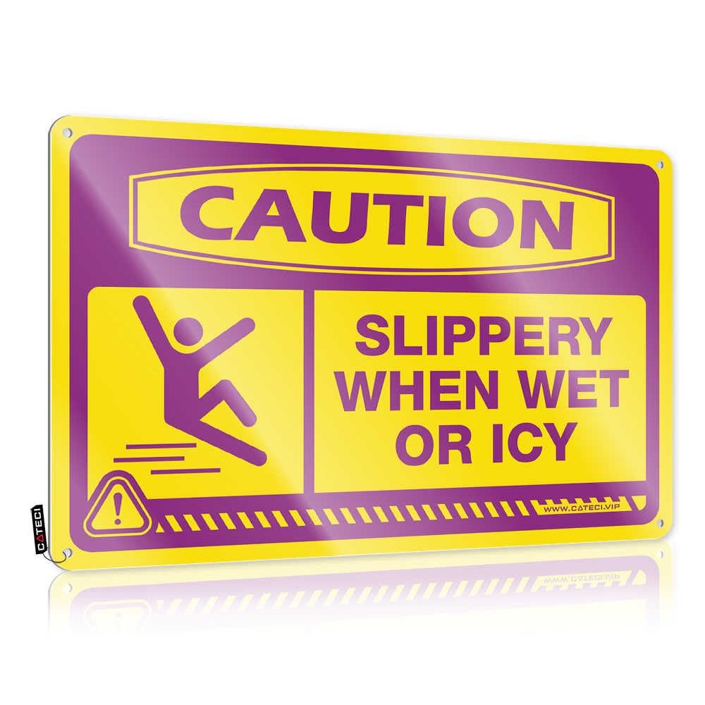 Caution Slippery When Wet Or Icy Waterproof Distressed - Decorations For Patio Vintage Wall Decor Wall Art Decoration(30X40CM)