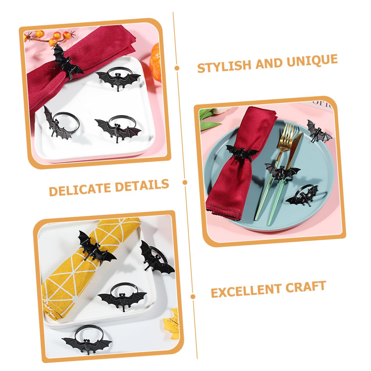 Alipis 4 Sätze Teiliges Halloween Serviettenringe Aus Bat Napkin Buckles Für Halloween Party Dekoration Stilvolle Tischaccessoires Für Unvergessliche Feste 6 Stück * 4