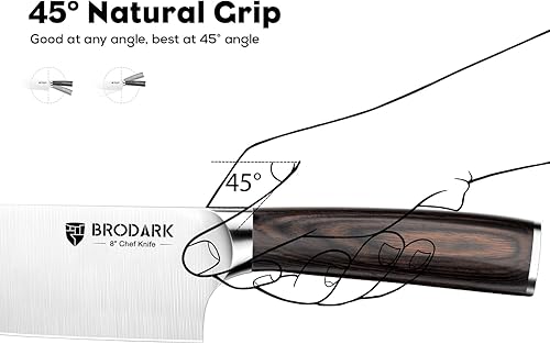 Miniatura 4 de BRODARK Juego de cuchillos de chef profesional, 4 cuchillos de cocina alemanes afilados de acero inoxidable con tijeras de cocina, juego de