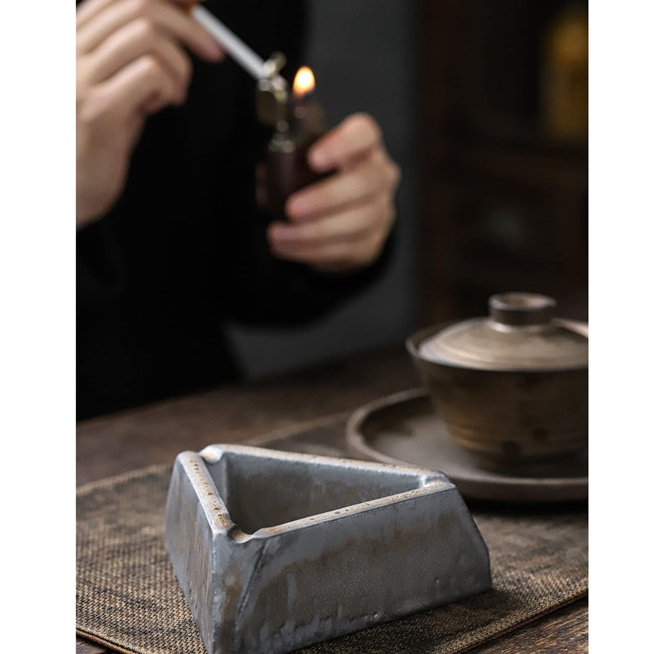 posacenere, Posacenere da tavolo in ceramica con motivo triangolare retrò, regalo for uomo e donna, creativo, for casa, soggiorno, ufficio, personalità