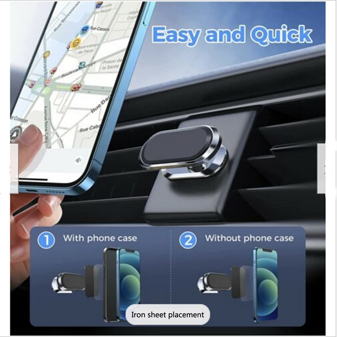 Supporto Per Telefono Da Auto 2 Pezzi, Supporto Per Smartphone Girevole A 360 Supporto Magnetico Universale Per Telefono Da Auto Con Cruscotto 88757244 - Foto 10