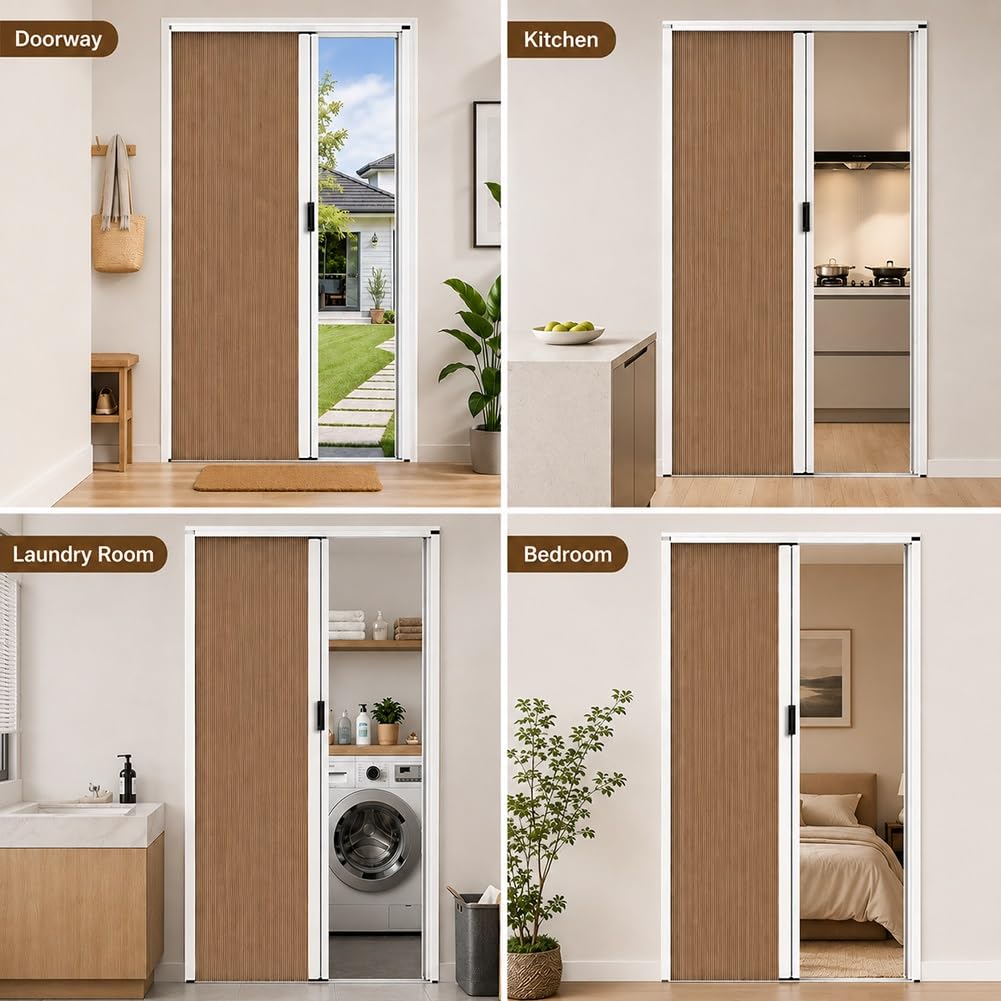 Puerta Acordeón Interior A Medida, Puerta Plegable Corredera para Armario con Marco De Aluminio para Dormitorio, Baño Y Cocina