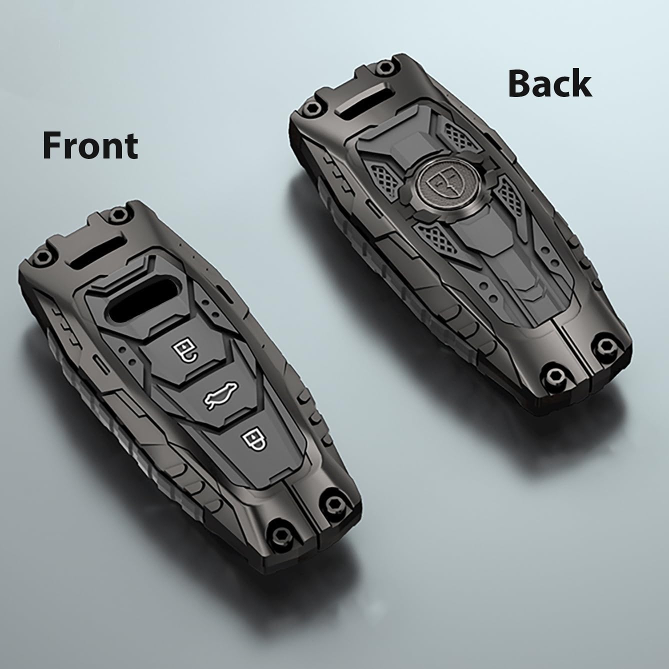 Mech Style Heavy Metal Key fob Cover, Compatible with Audi A1 A3 A4 A5 A6 A7 A8 Q3 Q5 Q7 SQ5 S3 S4 S5 S6 S7 S8 SQ5 RS5 RS7 TT R8 etc, Zinc Alloy Key Case Protector (C Style, 1 PCS)