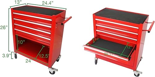 Miniatura 4 de Cofre de herramientas con ruedas antipuntas, armario de almacenamiento de herramientas con ruedas para taller de garaje, organizador de caja de