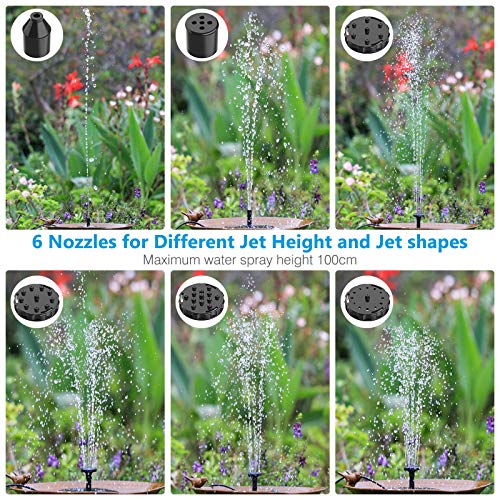 Aisitin 5.5W Solar Fountain Pump Built-In 1500Mah Battery, Solar Bird Bath Fountain With 6 Nozzles And 16.4 Ft Cord, Solar Water Fountain Pump For Bird Bath, Fish Tank, Pond, Garden And Outdoor #TOP3