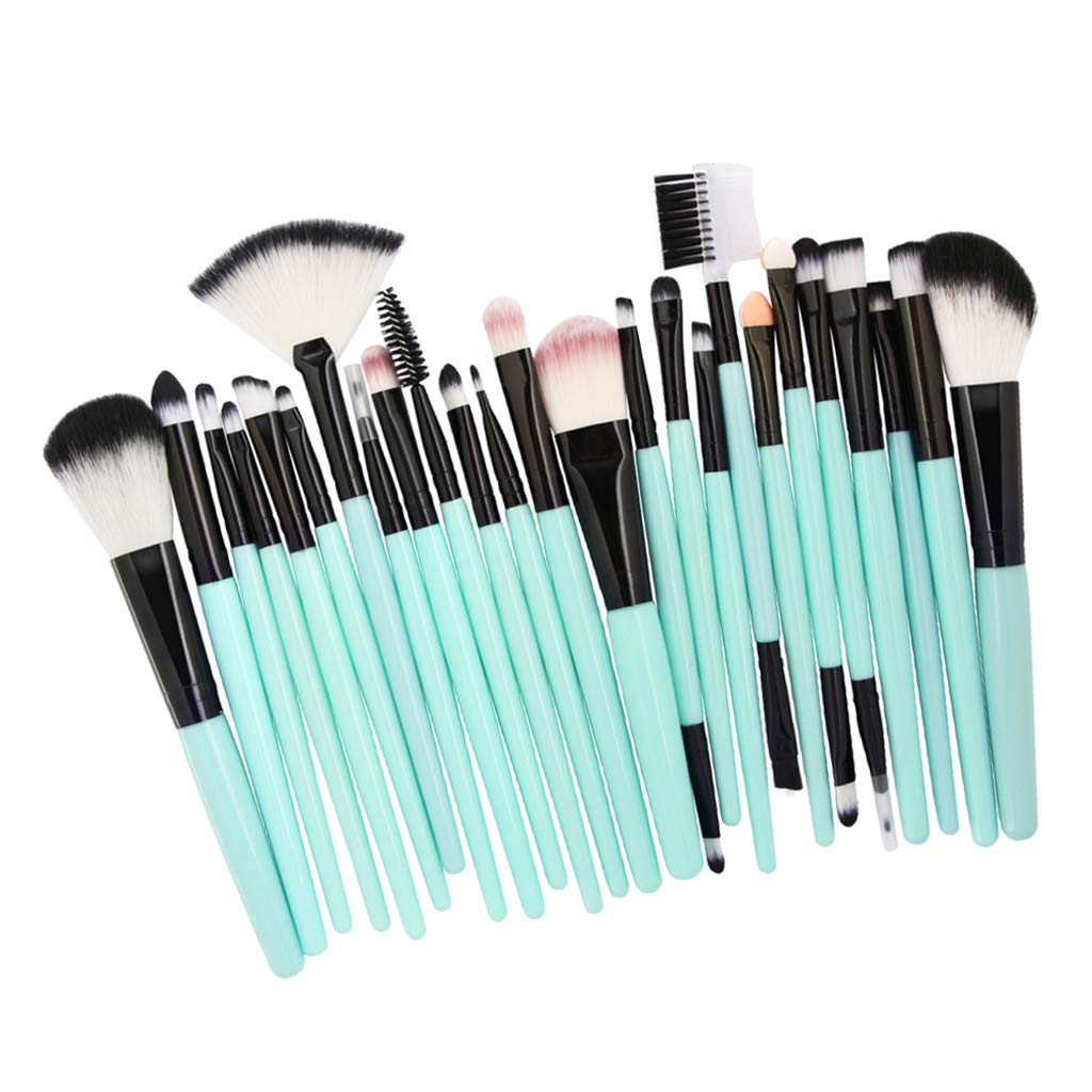 Set di 5 pennelli da trucco da 25 pezzi, per fondotinta, cipria, correttore, miscelazione, verde, nero
