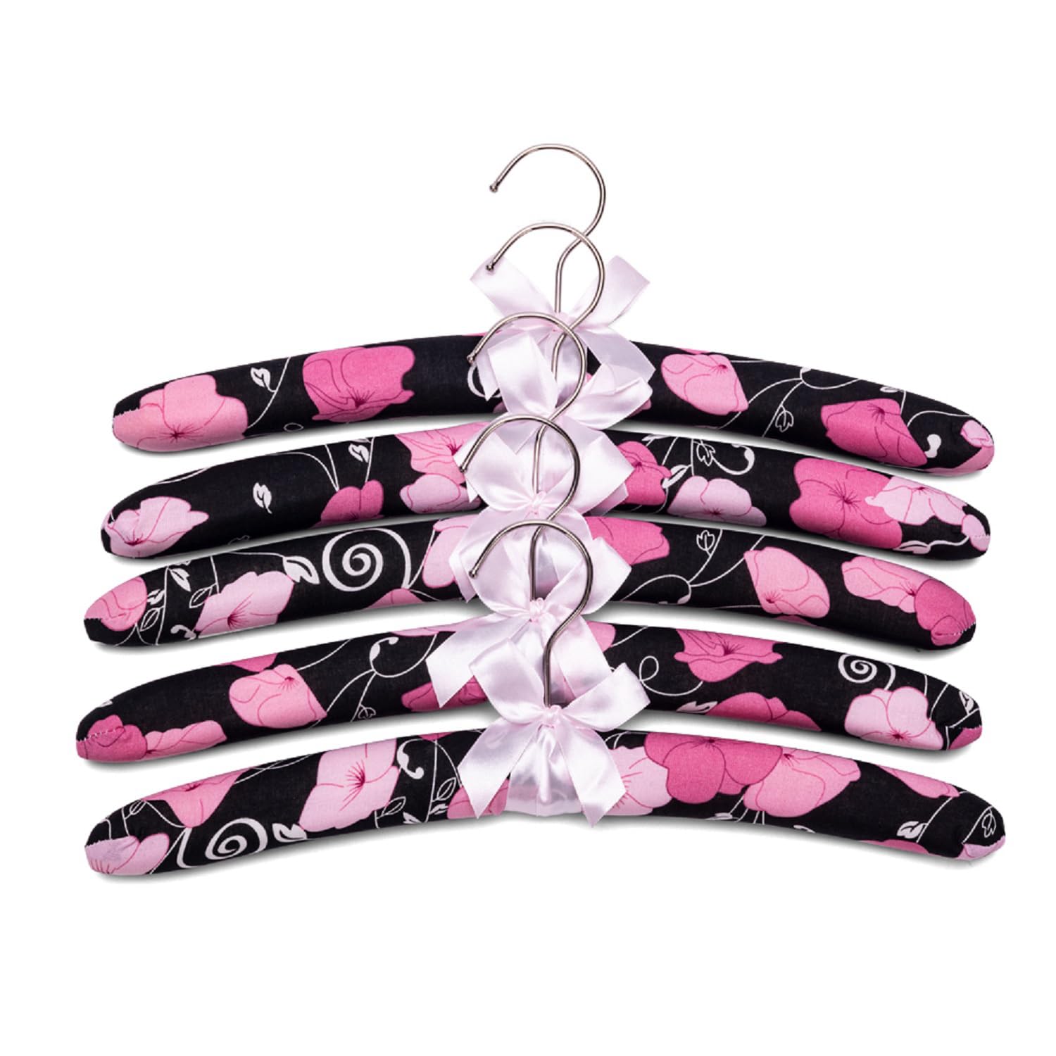 Xiabing Anti-Slip Satin Padded Clothes Hangers with Rotatable Hooks No Shoulder Bump for Women Heavy Sweaters Coats, Suits (5, Pink)