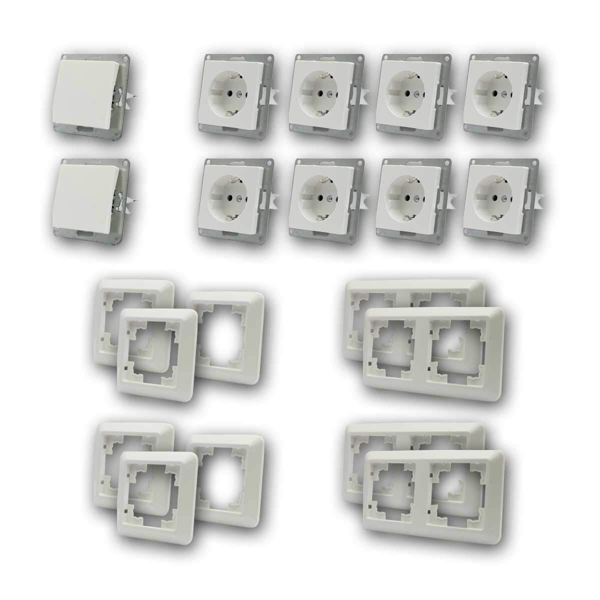 CUP Set "Standard", 20-teilig, weiß, Wechselschalter + Steckdose mit Klemmanschluss