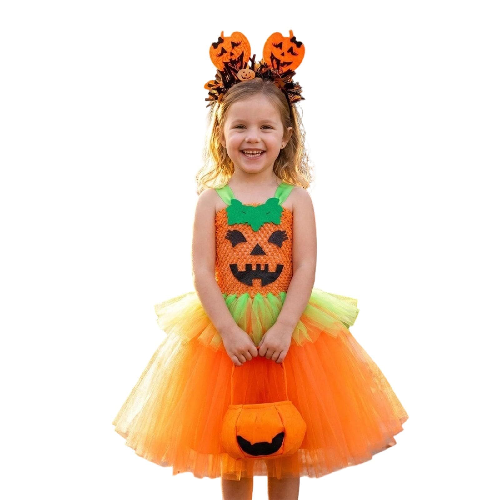 Generisch Incantevole abito da zucca per Halloween con gonna larga per spettacoli e feste