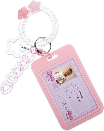 Amaxiu 3" Acrylic Kpop Photocard Holder, Photocard Display Frame Kpop Photocard Stand Kpop Photocard Organizer with Keychain