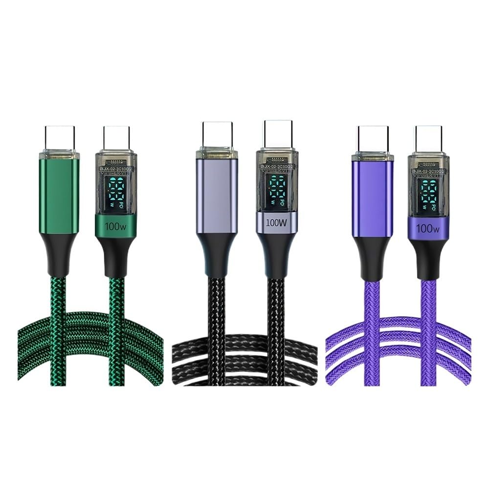 Kabel USB C PD 100 W cyfrowy wyświetlacz, przewód danych USB C do C, 0,5 m, 1 m, 2 m, szybki znak, ge typ / C ładowanie (2 m, zielony)