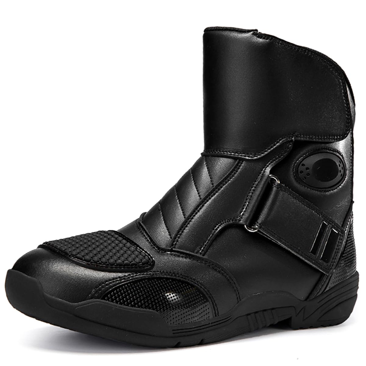 SDEQA Scarpe Moto Uomo in Pelle, Stivali Moto Motocross Strada | Stivali Protettivi Traspiranti Antiscivolo Motociclista per Pista e Strada