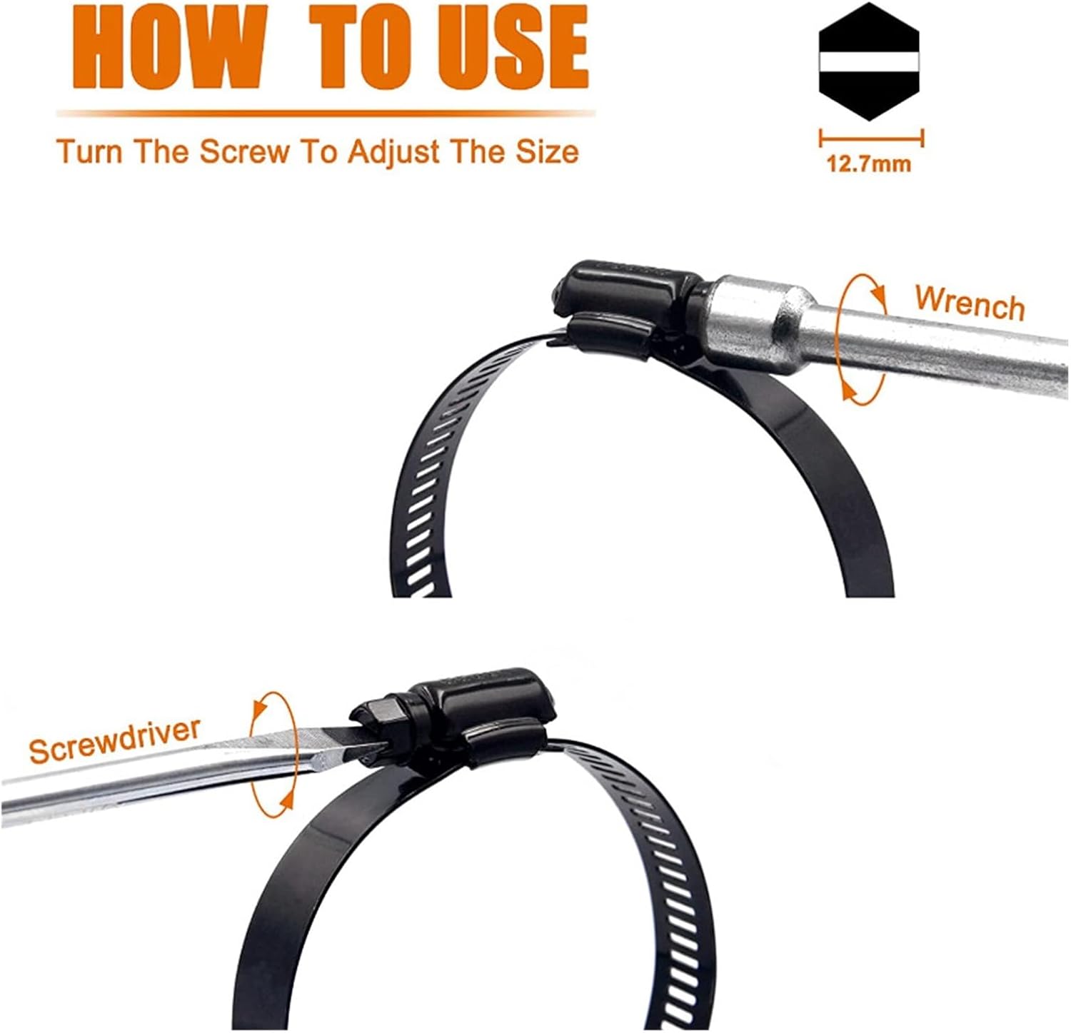 Adjustable Hose Clamps kit, 20pcs Hose Clamp Set Adjustable 6-38mm Pipe Clamps Worm Gear Hose Clamps