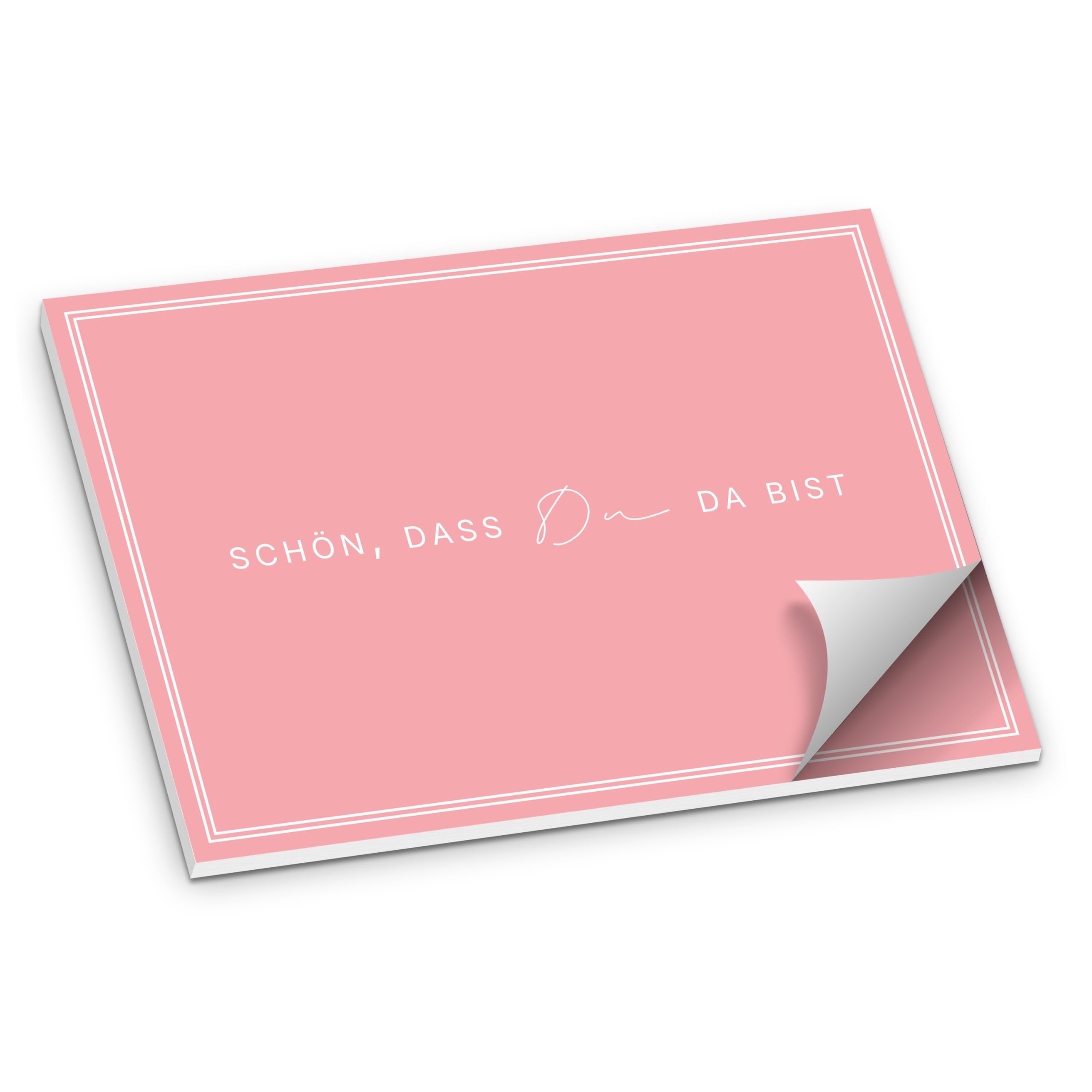 itenga Tischset DIN A3 – 50 Blatt Papier-Platzset „Schön, DASS Du da bist“ V3 | rosa