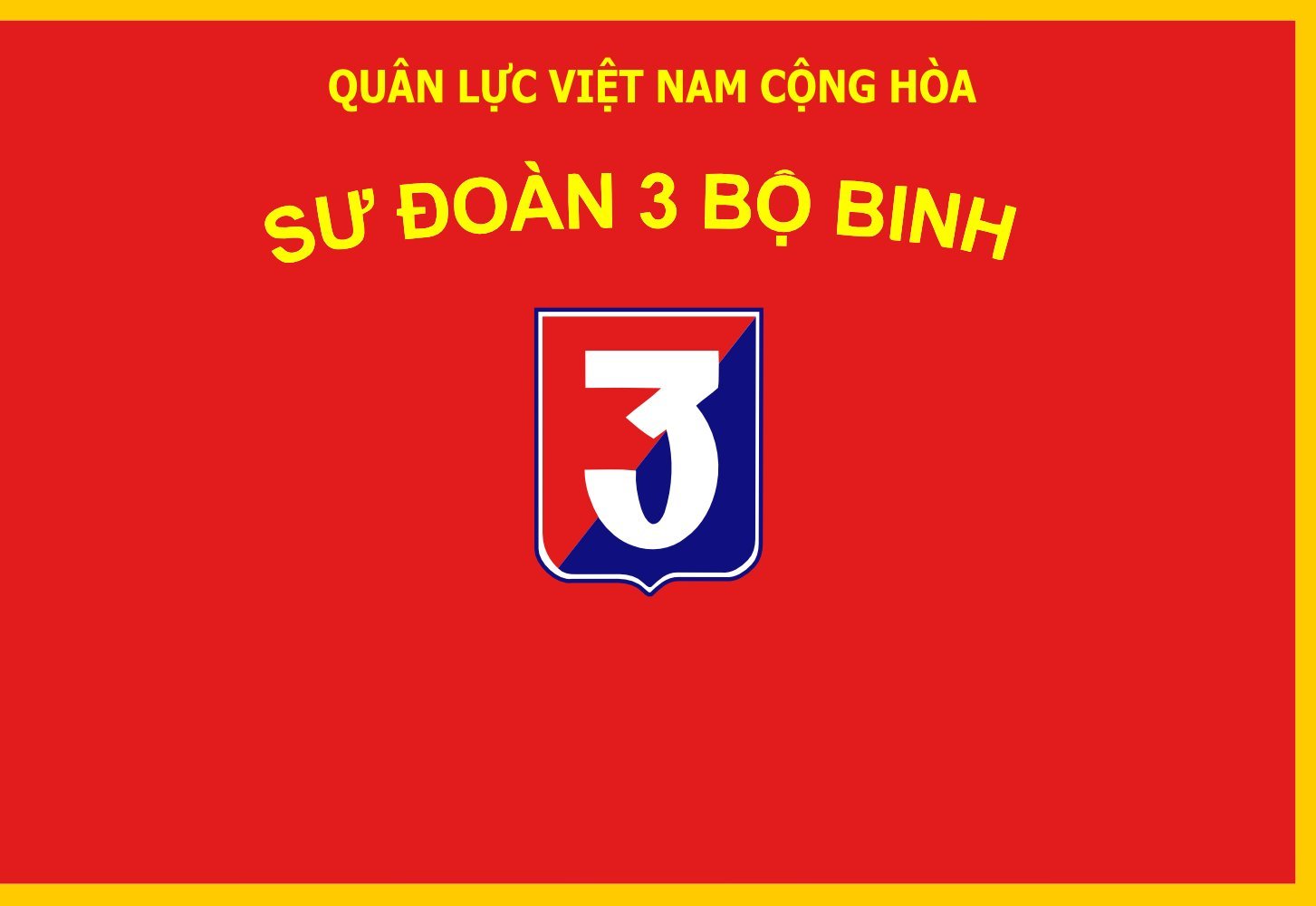 Drapeau ARVN 3rd Infantry Division finition premium grand format paysage