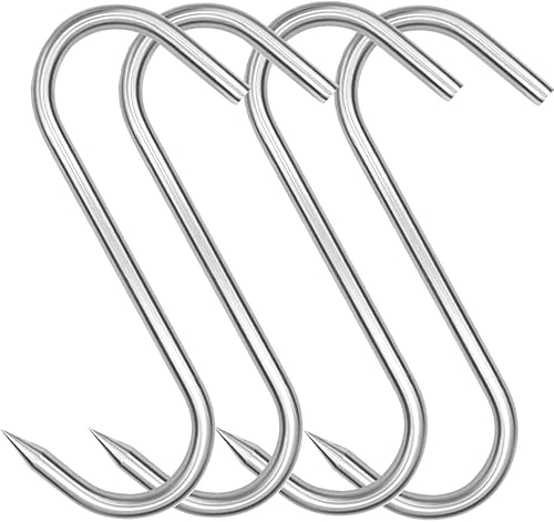 HONSHEN Gancho para carne, 8 pulgadas, 0.394 in, ganchos en S de acero inoxidable para procesamiento de carne (10 mm8 pulgadas)