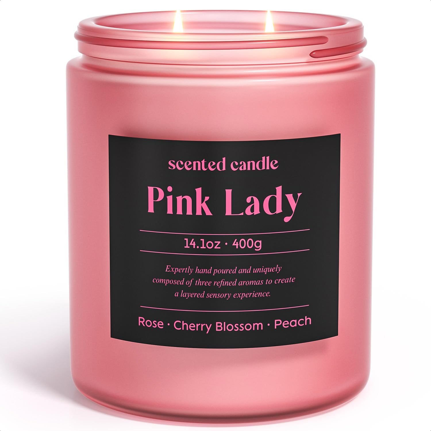 CHILLFLAME Candles Gifts for Women, 400g Scented Candles for Home, 2 Wicks Blended Scents Birthday Candle Gifts for Mom, Wife, Teachter, Girlfriend (Rose+Cherry Blossom+Peach)