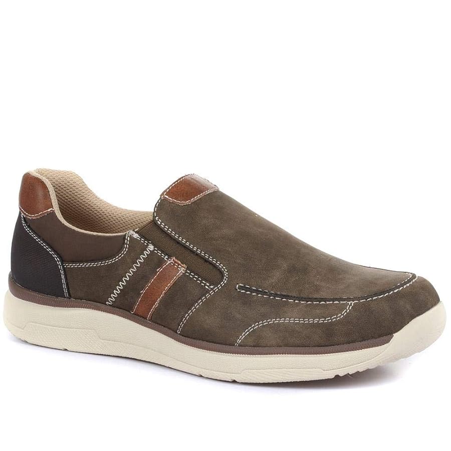 Pavers Men's Slip On Trainers in Taupe with Wide Fit and Stylish Design -  Breathable \u0026 Lightweight Sports Shoes - Active Footwear - Size UK 10 / EU  44: Amazon.co.uk: Fashion