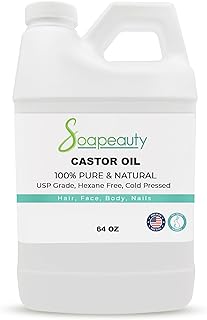 Soapeauty Cold Pressed Castor Oil |100% Pure Natural USP Grade Promotes Healthy Skin & Hair | Hexane Free | Thickens Eyebrows & Lengthens Eyelashes | 64 fl oz