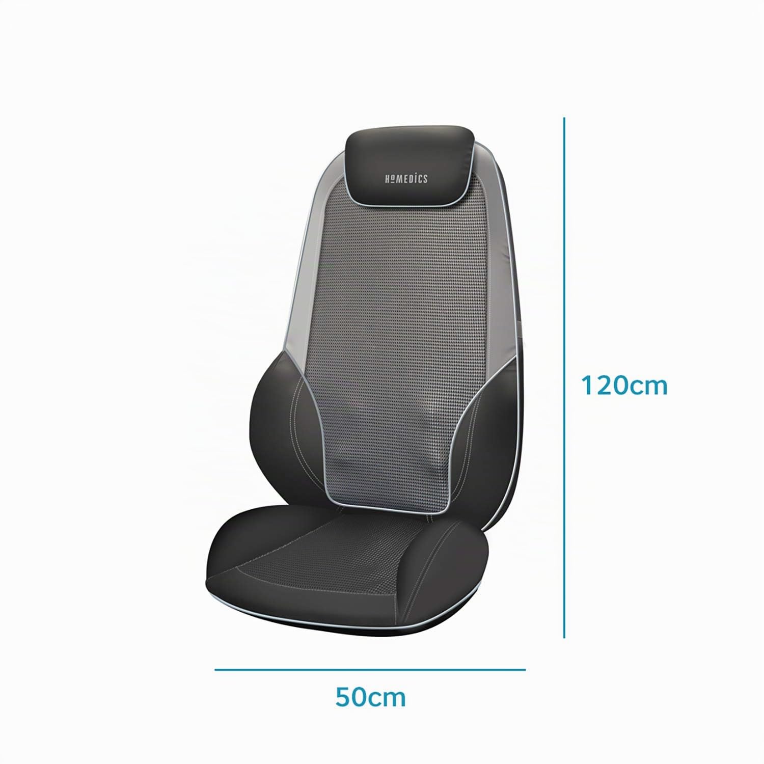 HoMedics Chaise de massage shiatsu pour le dos, les épaules, les cervicales et le haut des cuisses - Fauteuil de massage réglable, Massage naturel et par vibrations, Chaleur apaisante – Gris