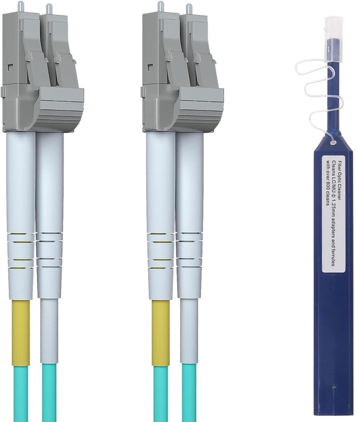 10Gtek 1 Pack 30M OM3 LC to LC Fiber Patch Cable and 1 Pack of Fiber Optic connectors Cleaner Pen