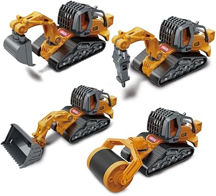 SWTOIPIG Juguetes de vehículos de construcción, vehículos de máquinas de construcción, vehículos de ingeniería de automóviles de Metal Fundido a presión para niños con 4 Accesorios