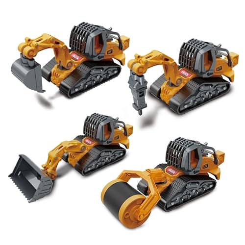 SWTOIPIG Juguetes de vehículos de construcción, vehículos de máquinas de construcción, vehículos de ingeniería de automóviles de Metal Fundido a presión para niños con 4 Accesorios Cover