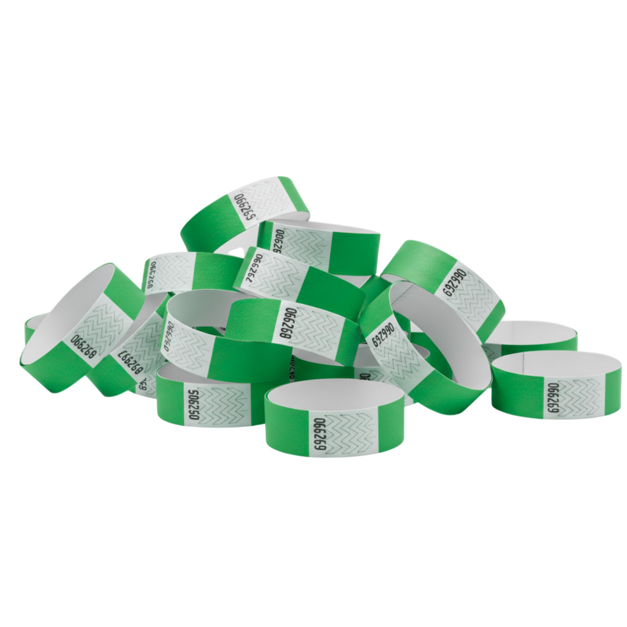 Pack Pulseras de Papel Tyvek® Lisas para Control de Acceso y Eventos. Pulseras Identificativas de Colores Numeradas y Resistentes al Agua con Cierre de Seguridad (1000, Verde)