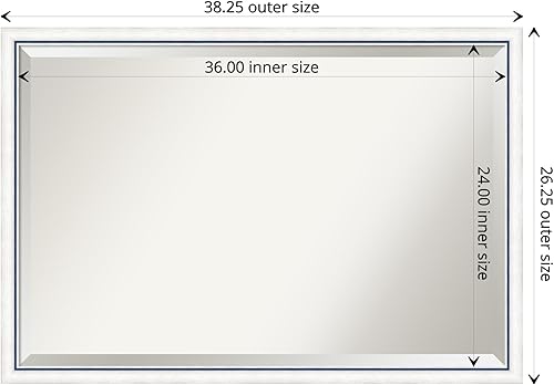 Miniatura 4 de Amanti Art Espejo de baño de madera, espejo de pared blanco y azul para usar como espejo de tocador de baño sobre fregadero (26.25 x 38.25