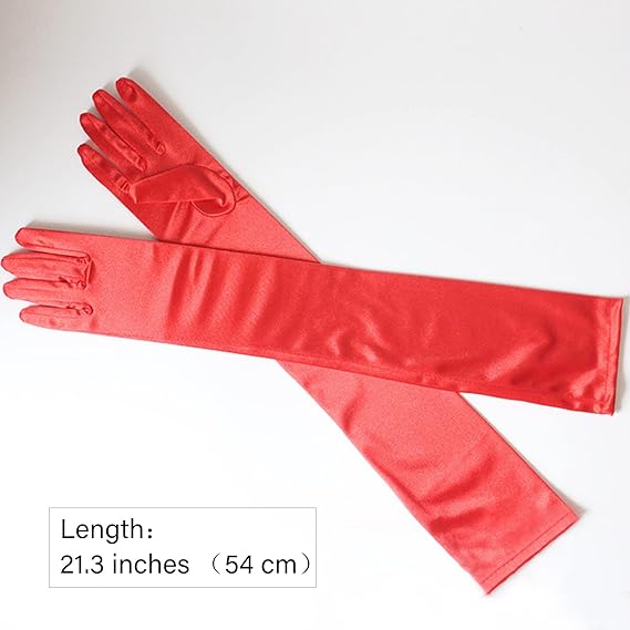 4 Pairs Long Elbow Satin Gloves 21 Inch Stretchy 1920s Opera Gloves Evening Dancing