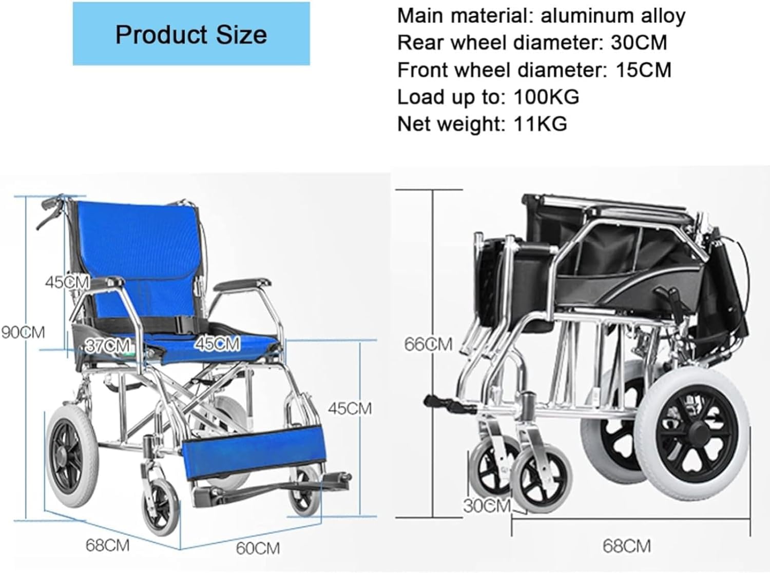 Silla de ruedas de aleación de aluminio ligera plegable transporte silla de ruedas autopropulsada silla de ruedas pedal ajustable silla de viaje para ancianos sillas de ruedas