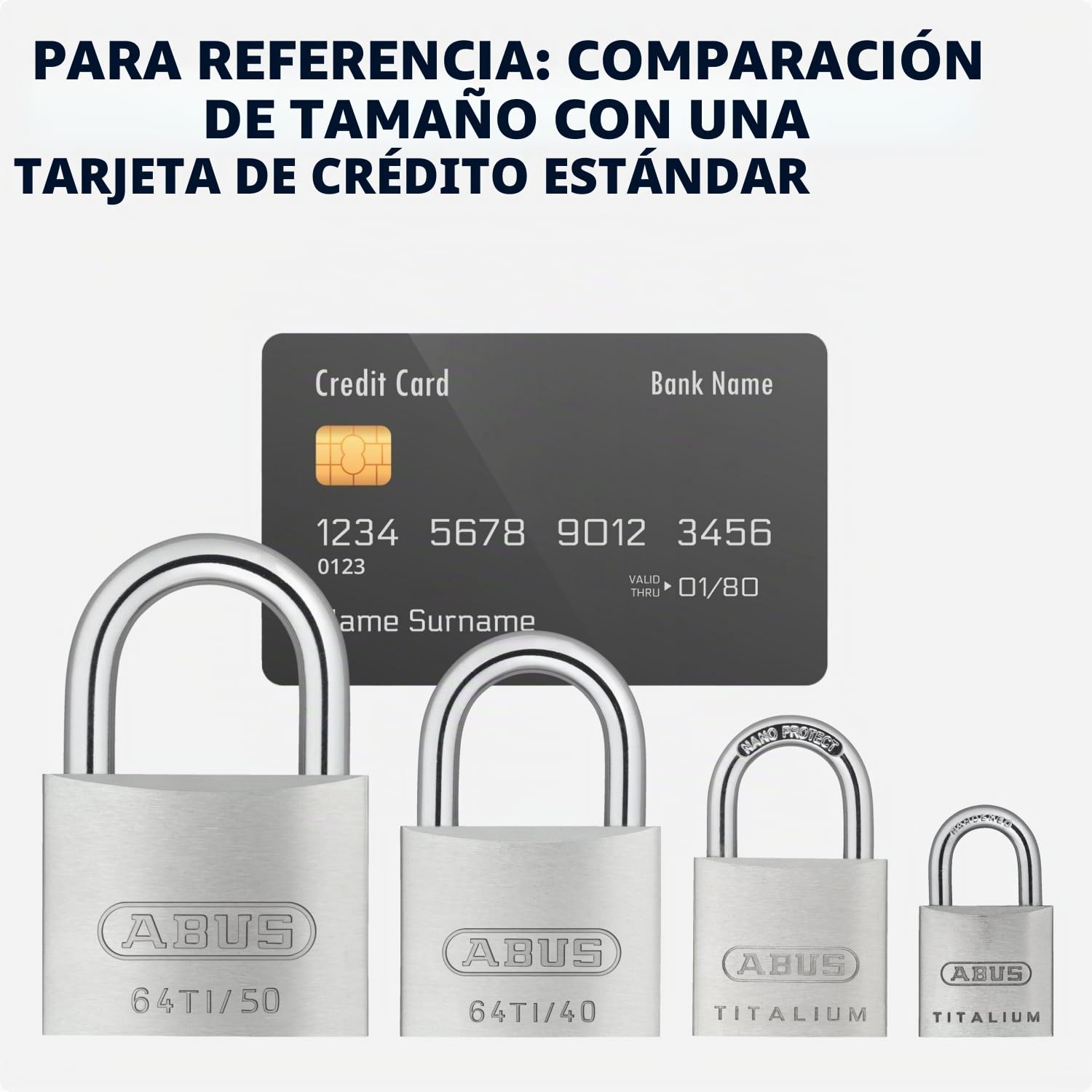 ABUS Candado Titalium 64TI/40 - Set de 3, Cierre Igualado