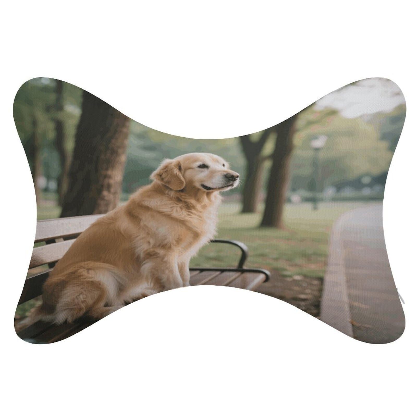 VstaDank Dog Resting on Bench Car Pillow Soft Car Neck Pillow Breathable Dog Bone Shaped Travel Neck Pillows Washable Removable All-Season Universal Cars Head Rest Pillows