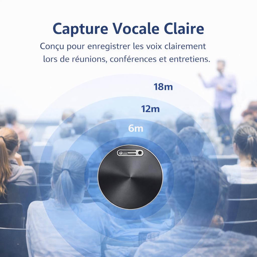 CleverTalk Q37 Enregistreur Vocal avec IA | Activation Vocale | Portail Web app.clevertalk.AI | Transcription et Résumés | 64 GB | Audio HD 1536kbps | USB-C