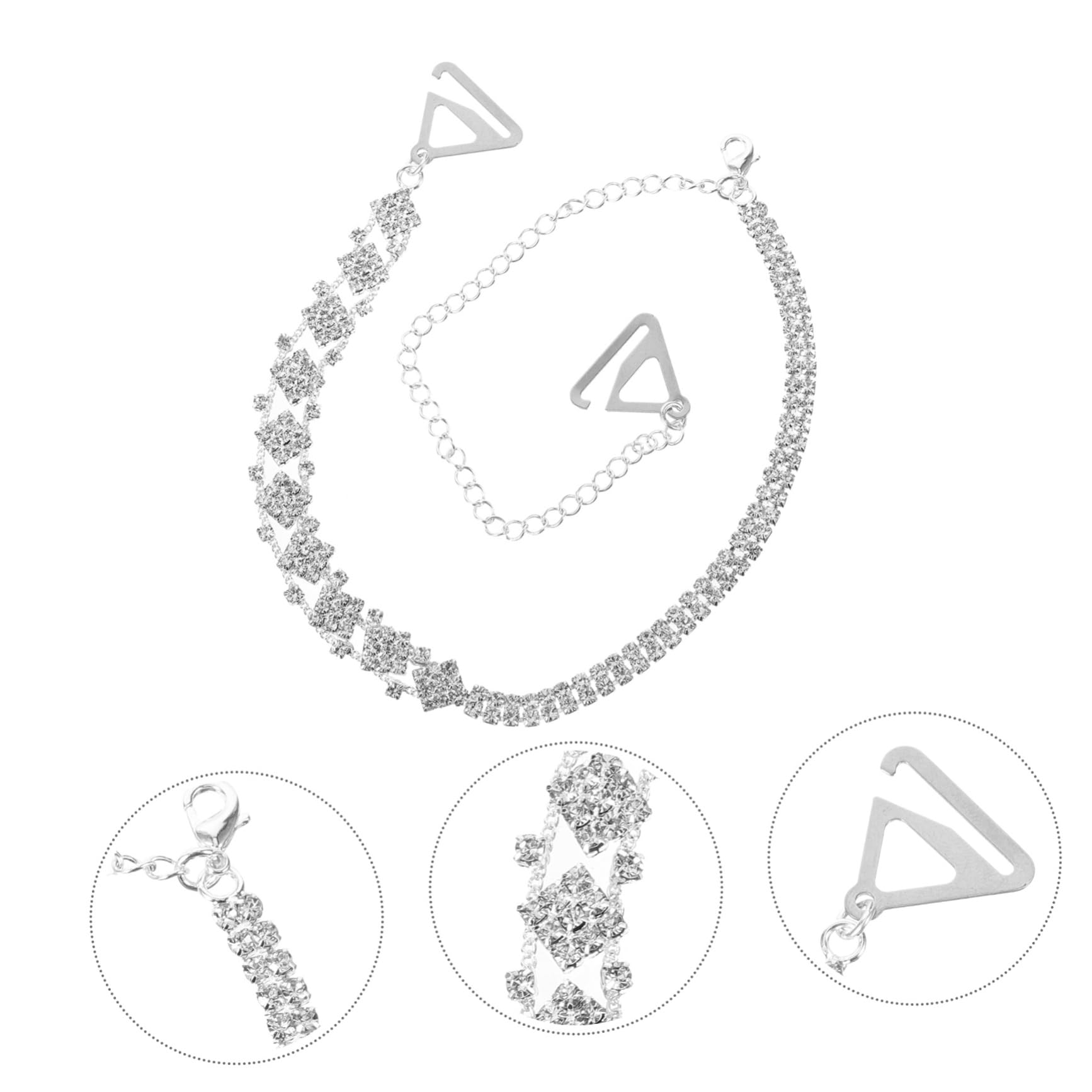 Healeved Correas Del Sujetador Invisible Para Boda Accesorio De Hombro Vestido De Tirantes Correa De Hombro Con Diamantes De Imitación Reemplazo De Correas Metal Plata