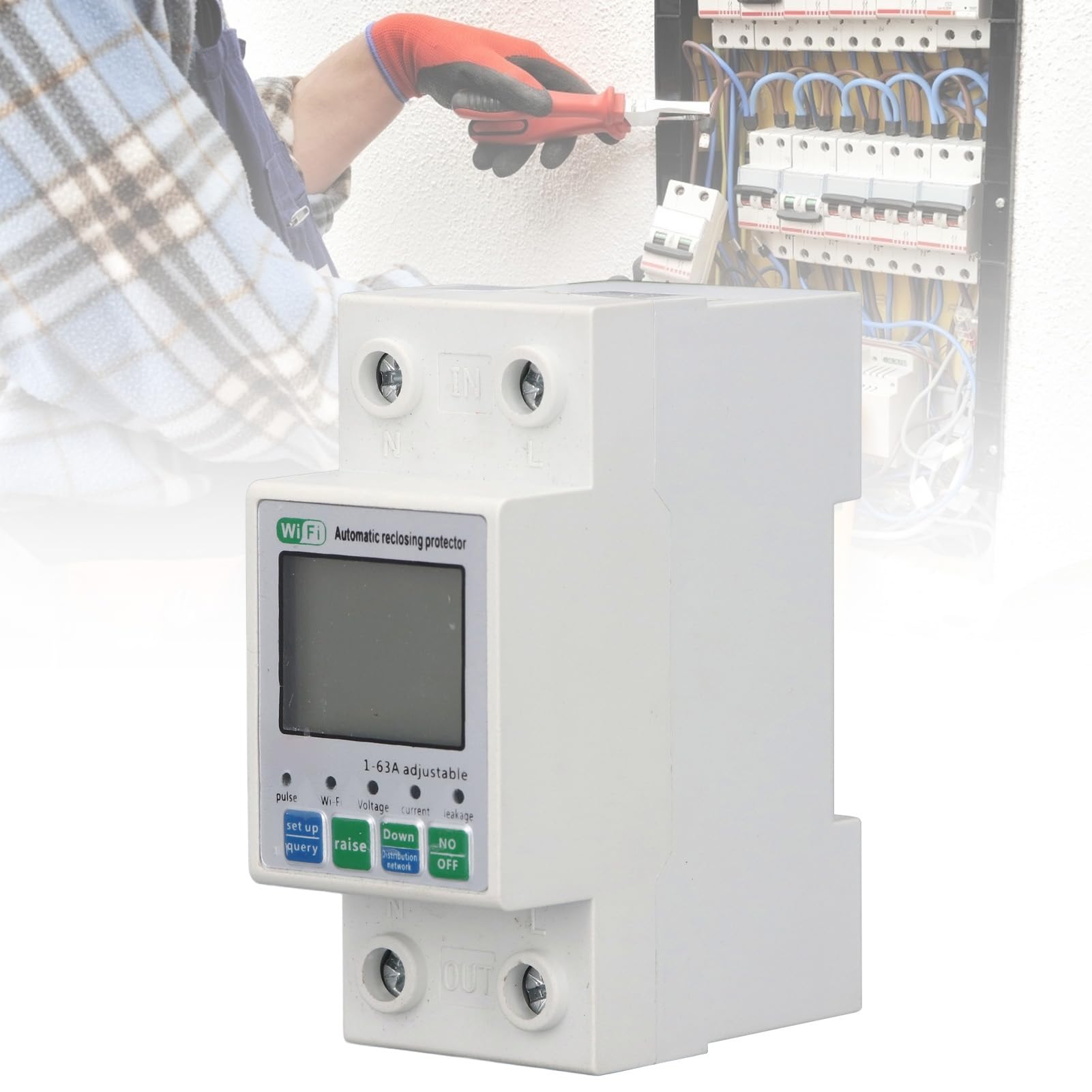 Monitor di Energia Intelligente WiFi, Misuratore di Potenza con Controllo Remoto con Avvisi Intelligenti, Misuratore di Potenza WiFi con Display Digitale Intelligente per il