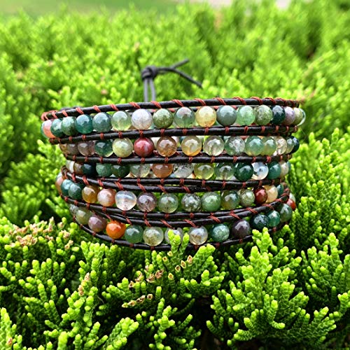 YGLINE Natural Stone Wrap Bracelet for Women Boho Bracelets Healing Crystal Beaded Bracelet Adjustable 3/5 Wraps Bracelet Handmade Birthday Gifts for Women4