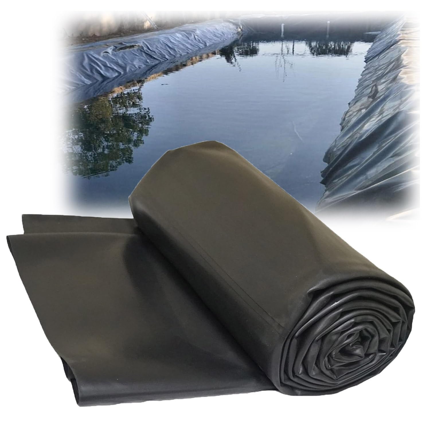 CMHYBS Black Pond Liner 0.2mm Waterproof Pond Lining,Large Fish Pond Membrane For Gardens Streams Fountains Plant, Flexible HDPE Pond Liners(Size:1.2m*2.1m)