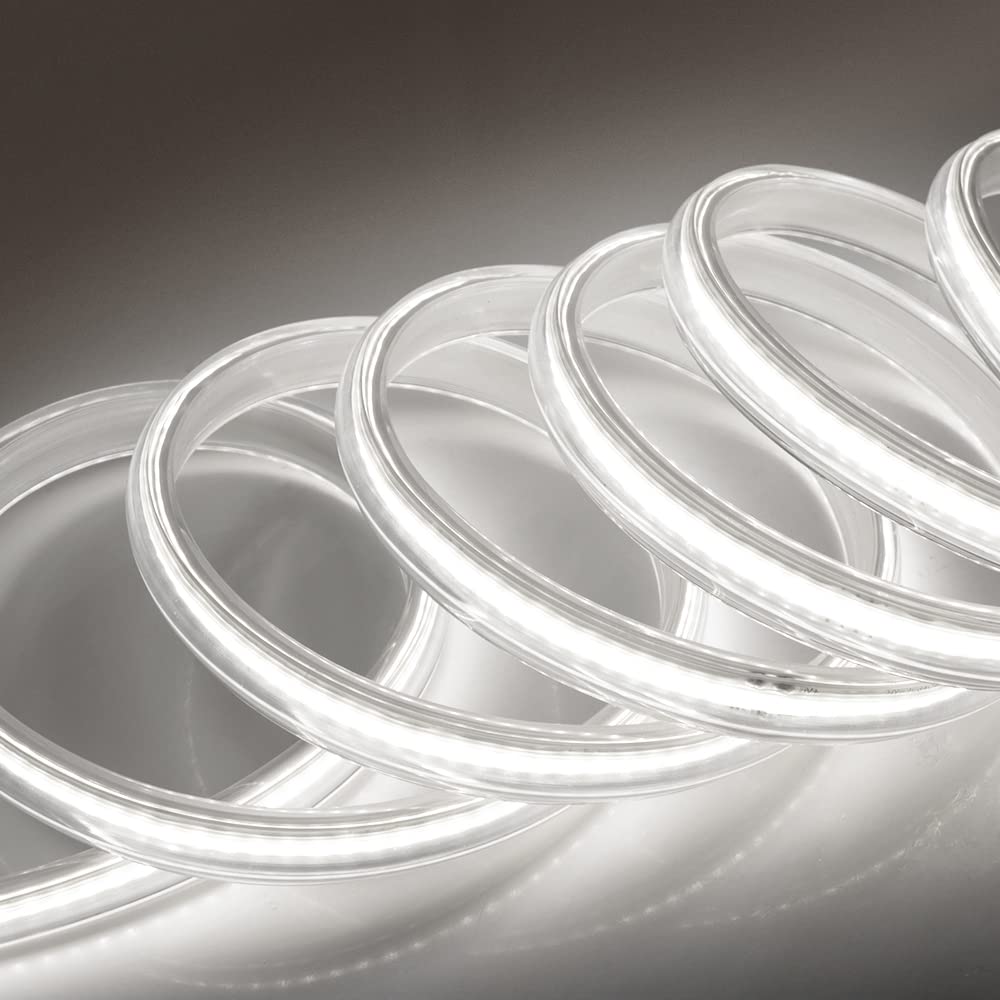 XUNATA Striscia LED COB 220V, Alta Luminosità 360 LED/m, IP65 Impermeabile, Ogni 50 Cm Di Taglio, Nastri LED Flessibile Luce (Bianco Caldo, 7m - Foto 6