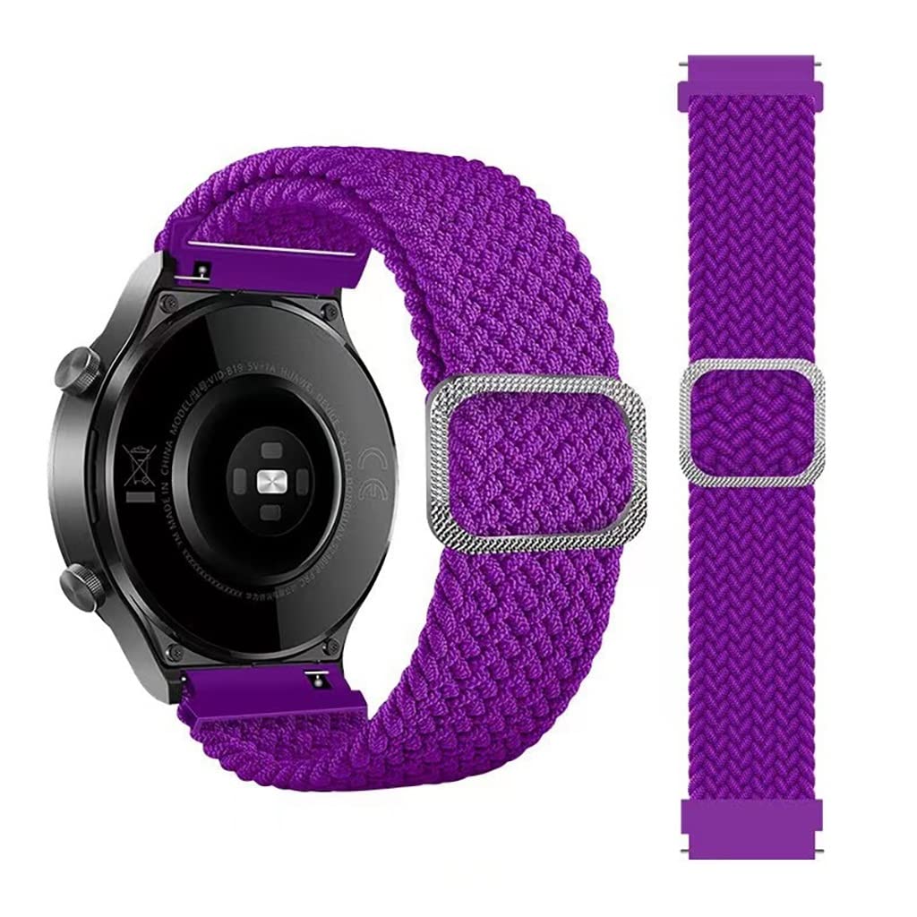 XIAOFEIGUN Nylon Woven Watch Strap 20mm, 22mm, Adjustable Breathable Soft Stretch Watch Strap,Unique Color Adjustable Elastic Soft Nylon Sport Band Replacement Strap (Color : Purple, Size : 20mm)
