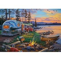 Schmidt Spiele 58533 Darrel Bush, Campingidyll am See, puzzle da 1000 pezzi, Multicolore