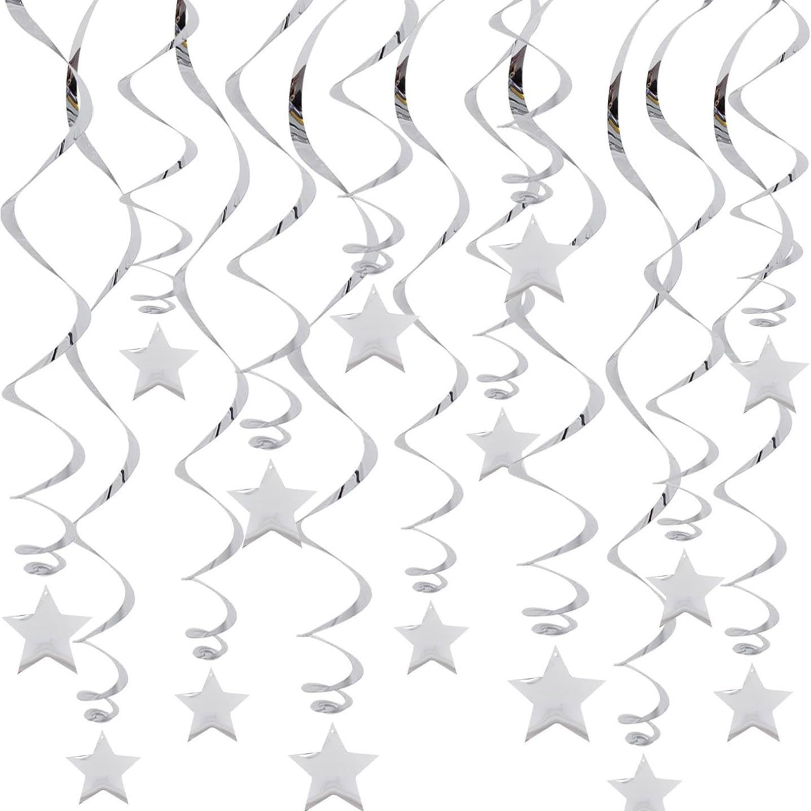 Buxuaaaa 30Pcs Multipurpose Star Hanging Swirls Decorations for Parties and Celebration Perfect for Creating Festival Atmospheres PVC Party Supplies