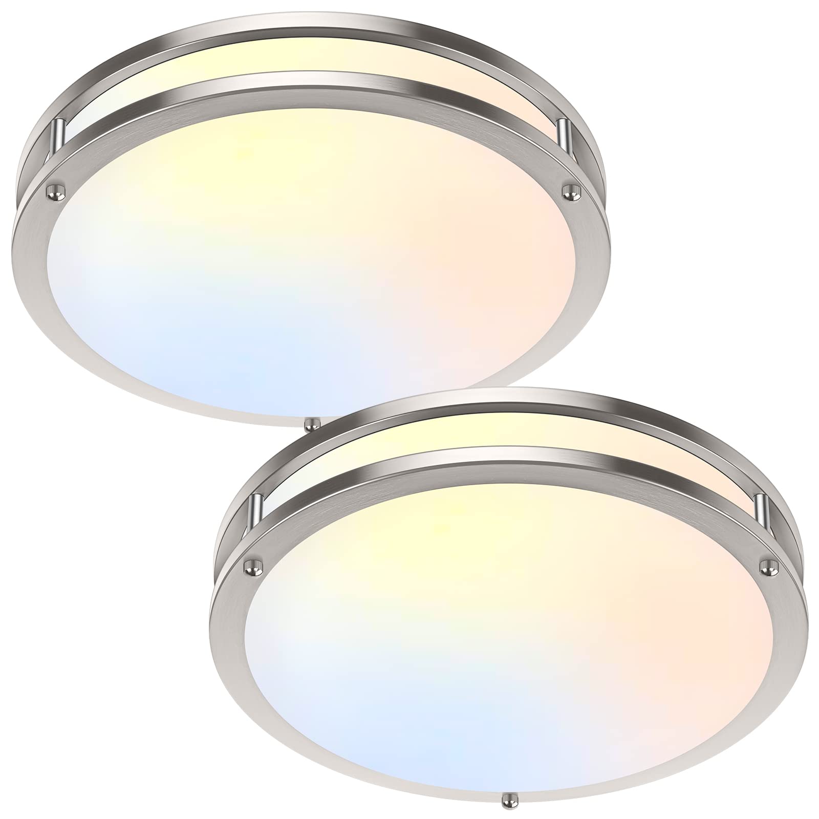36W LED Ceiling Lights for Bedroom Kitchen, 3600lm Super Bright, Dimmable Flush Mount Light Fixtures 6500K/5000K/4000K/3000K/2700K Adjusted Modern Lamps 2PACK, 13 Inch, Nickle36W LED Ceiling Lights for Bedroom Kitchen, 3600lm…