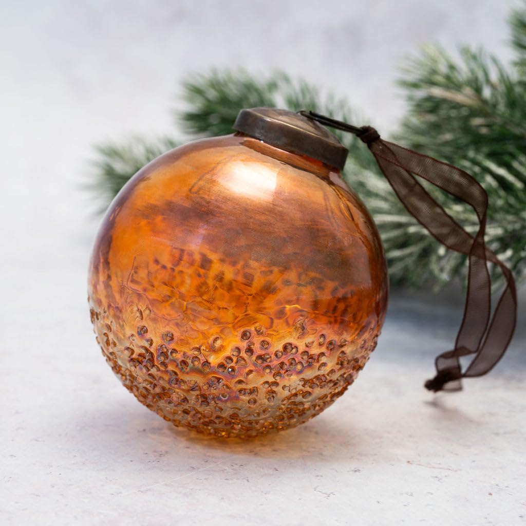 Arthur Cameron: Moitie Elegant Glass Christmas Tree Decorations – Stylish Xmas Decorations for Indoors & Timeless Christmas Ornaments (Russet)