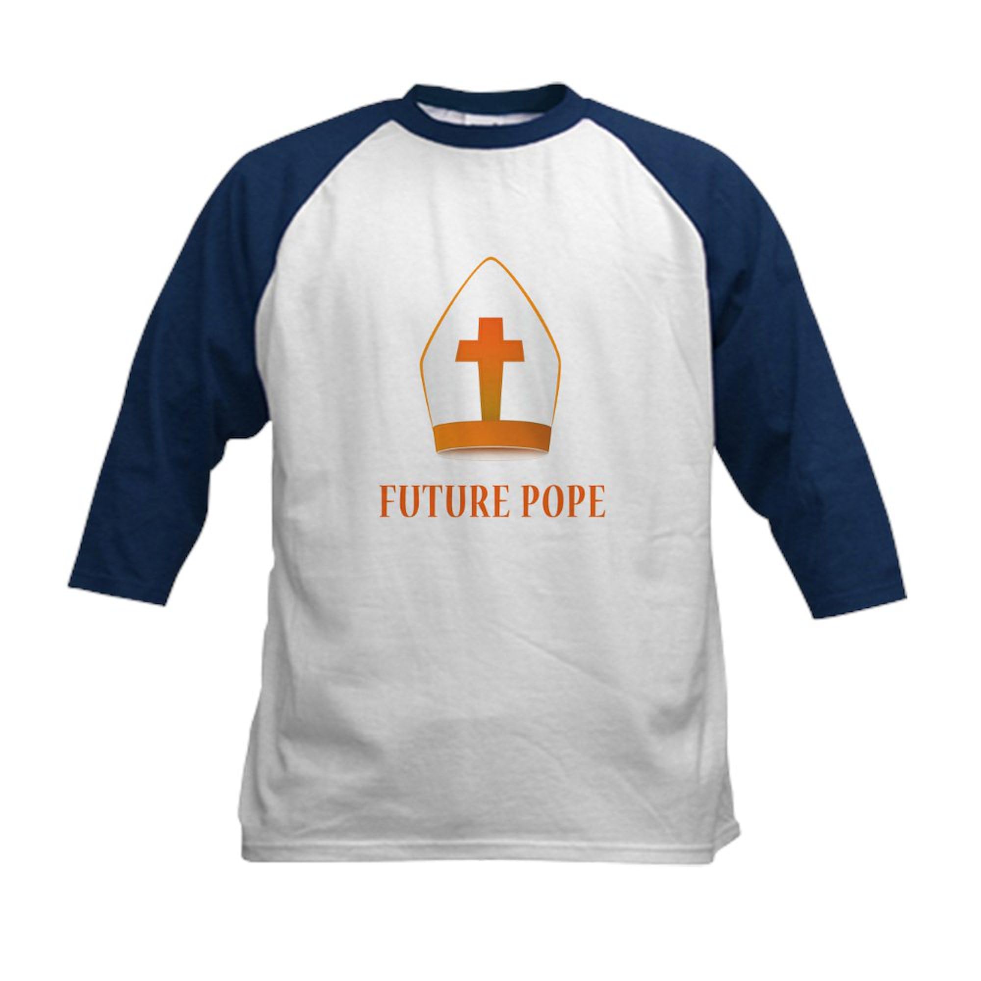 CafePress Future Pope Kids Baseball Jersey Kids Cotton Baseball Jersey, 3/4 Raglan Sleeve Shirt Navy/White